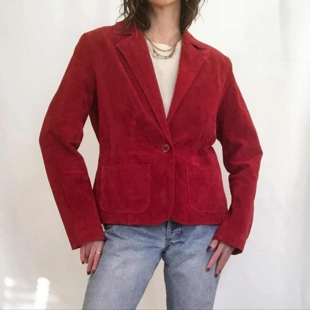 NEW YORK & COMPANY (STYLE.CN040071) GENUINE LEATHER SUEDE SINGLE BREASTE… - Picture 4 of 16